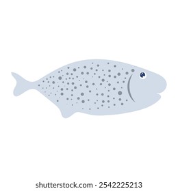 Abstract trout or salmon fish in flat design. Fishing industry aquaculture. Vector illustration isolated.