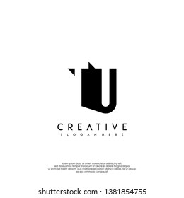 abstract TU logo letter in shadow shape design concept