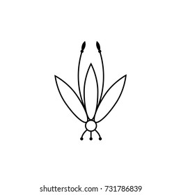 Abstract tulip flat line icon on isolated white background. National flower of the Netherlands. Vector illustration of blossom in minimal design.