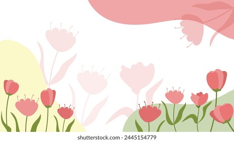 Abstract tulip flower background Vector design floral border frame minimal pink garden