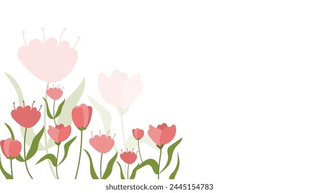 Abstract tulip flower background Vector design floral border frame minimal pink garden