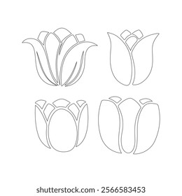 Abstract Tulip Flower Icon Outline Vector Art Illustration