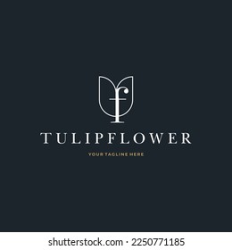 Abstract Tulip Flower Initial Letter F custom logo typography Logo Design Vector Florist Massage Illustration