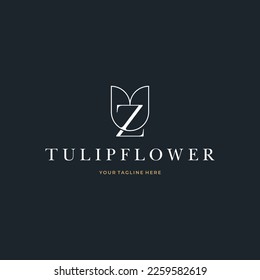 Abstract Tulip Flower Initial Letter Z custom logo typography Logo Design Vector Florist Massage Illustration