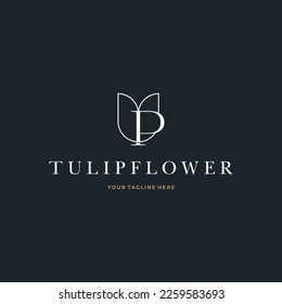 Abstract Tulip Flower Initial Letter P custom logo typography Logo Design Vector Florist Massage Illustration