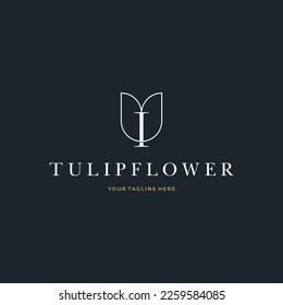 Abstract Tulip Flower Initial Letter I custom logo typography Logo Design Vector Florist Massage Illustration