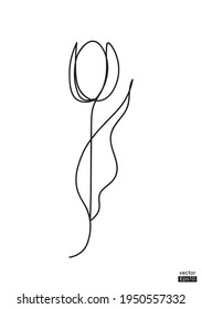 Abstract Tulip flower line continuous. Minimalist art. One line drawing. Continuous line drawing. Vector illustration,vector illustration for for t-shirt, cup and printing.