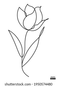Abstract Tulip flower line continuous. Minimalist art. One line drawing. Continuous line drawing. Vector illustration,vector illustration for for t-shirt, cup and printing.