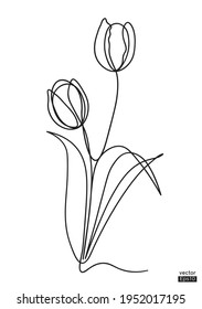 Abstract Tulip flower line continuous. Minimalist art. One line drawing. Continuous line drawing. Vector illustration,vector illustration for for t-shirt, cup and printing.