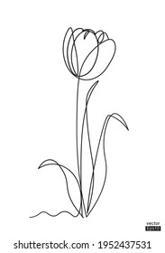 Abstract Tulip flower line continuous. Minimalist art. One line drawing. Continuous line drawing. Vector illustration,vector illustration for for t-shirt, cup and printing.