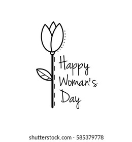 Abstract tulip flower vector illustration, tulip bulb, beauty banner, poster modern simple flat design, women's day print, tulip flower isolated on white background.