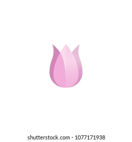 Abstract tulip illustration in pink and purple colors isolated on white background.