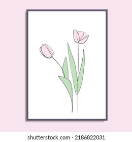 Resumen de la línea de tulipán dibujo de la pared de las flores de impresión de la cubierta de póster natural decoración