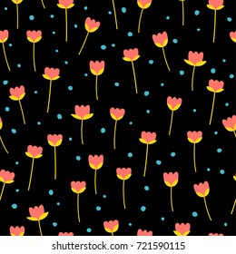 Abstract tulip seamless pattern background. Childish handmade tulip wallpaper cover for design card, wallpaper, album, scrapbook, holiday wrapping paper, textile fabric, bag print, t shirt etc.