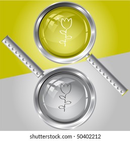 Abstract tulip. Vector magnifying glass.