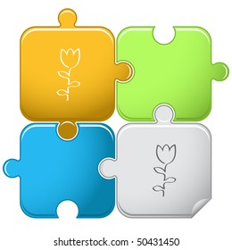 Abstract tulip. Vector puzzle.