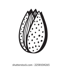 Abstract tulip vintage folk mini flowers garden plants isolated on white background. Vector illustration