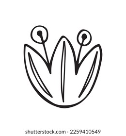 Abstract tulip vintage folk mini flowers garden plants isolated on white background. Vector illustration