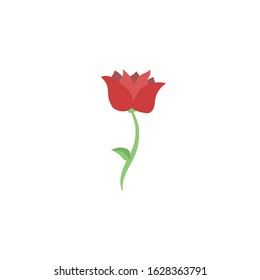 Abstract tulips, bouquet red flower.Set of tulip beautiful flat spring and summer flower Icons Isolated on white background.Beautiful banner for poster, Women's Day.Flat style, vector illustration.