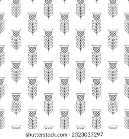 Abstract Tulips flower seamless pattern, vector, illustration. Thin line design.