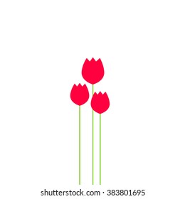 Abstract tulips flowers bouquet vector illustration, tulip bulbs, beauty banner, poster modern simple flat design, womans day print, tulip red flower isolated on white background