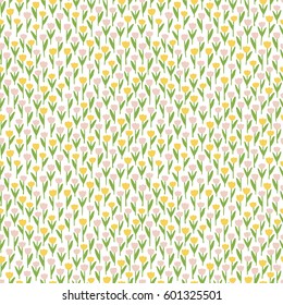 Abstract tulips seamless vector pattern. Floral texture with small-scale flowers in pastel colors.