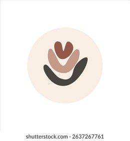 Abstract tulip-style flower in neutral palette. Suitable for fashion and branding elements