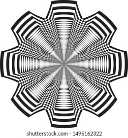 Abstract Tunel Illusion Element Positive Space Repeating Multiple Angle Perspective Intersected Black on transparent background designer cut