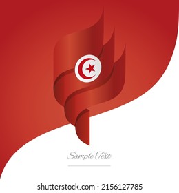 Abstract Tunisia 3D wavy flag red white modern ribbon strip logo icon abstract background vector