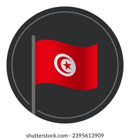 Abstract Tunisia Flag Flat Icon in Circle Isolated on White Background