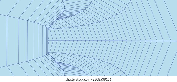Túnel abstracto. Agujero vectorial 3D o vórtice. Ilustración vectorial de cuadrícula.