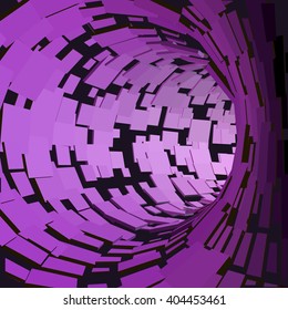 Abstract Tunnel. Futuristic Style. 3D Abstract Surface. Turning Tube Tunnel. Perspective Background. 