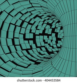 Abstract Tunnel. Futuristic Style. 3D Abstract Surface. Turning Tube Tunnel. Perspective Background. 