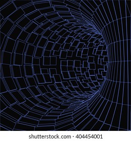Abstract Tunnel. Futuristic Style. 3D Abstract Surface. Turning Tube Tunnel. Perspective Background.