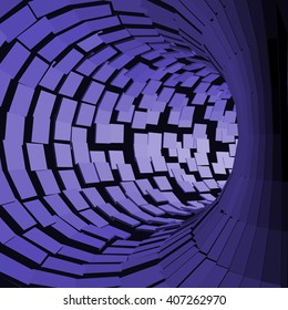 Abstract Tunnel. Futuristic Style. 3D Abstract Surface. Turning Tube Tunnel. Perspective Background. 