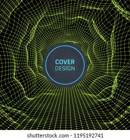Abstract tunnel grid. 3d vector illustration. Can be used as digital dynamic wallpaper, technology background. 
