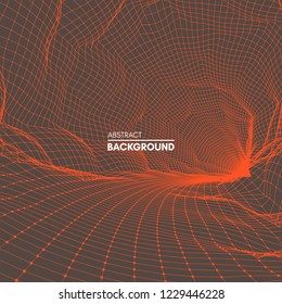 Abstract tunnel grid. 3d vector illustration. Can be used as digital dynamic wallpaper, technology background. 