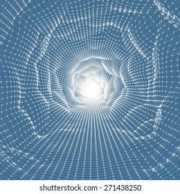 Rede de túneis abstrata. Ilustração de vetor 3d. Pode ser usado como papel de parede dinâmico digital, fundo de tecnologia. 