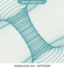 Abstract tunnel grid. 3d vector illustration. Can be used as digital dynamic wallpaper, technology background. 