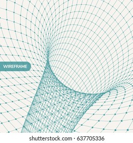 Abstract tunnel grid. 3d vector illustration. 
