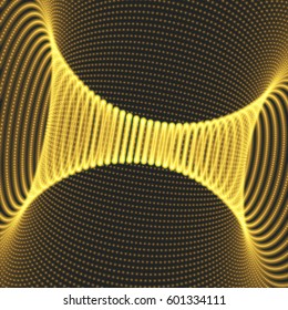 Abstract Tunnel Grid. Futuristic Technology Style. Array with Dynamic Particles. Vector Illustration with Dots. 