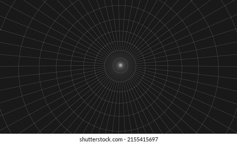 An abstract tunnel with a mesh structure. 3D grid of tunnels and corridors. Vector wormhole.