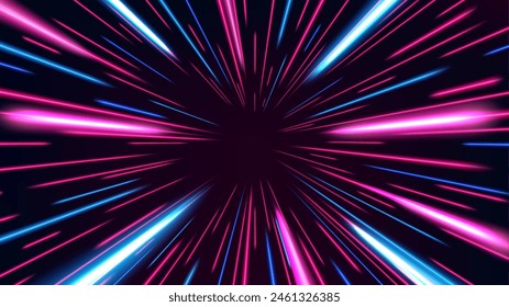 Abstract Tunnel Speed Light Starburst Background Dynamic Technology Concept, Vector Illustration