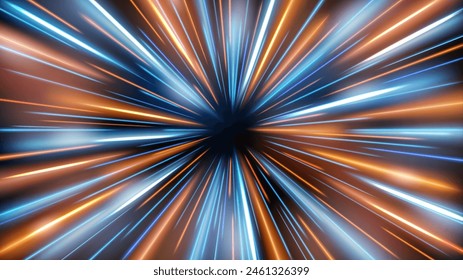 Abstract Tunnel Speed Light Starburst Background Dynamic Technology Concept, Vector Illustration