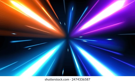 Abstract Tunnel Speed Light Starburst Background Dynamic Technology Concept, Vector Illustration