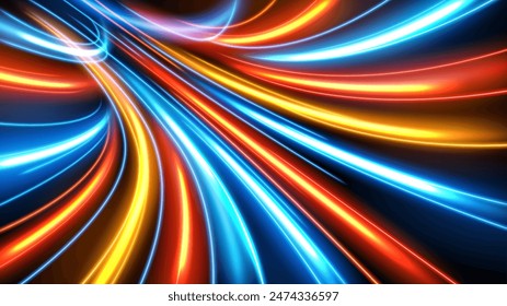 Abstract Tunnel Speed Light Starburst Background Dynamic Technology Concept, Vector Illustration