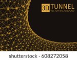 Abstract tunnel vector illustration. Background vector. Plexus effect.