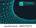 Abstract tunnel vector illustration. Background vector. Plexus effect.