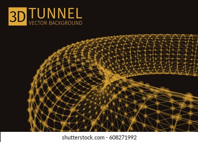 Abstract tunnel vector illustration. Background vector. Plexus effect.