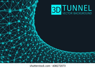 Abstract Tunnel Vector Illustration. Background Vector. Plexus Effect.